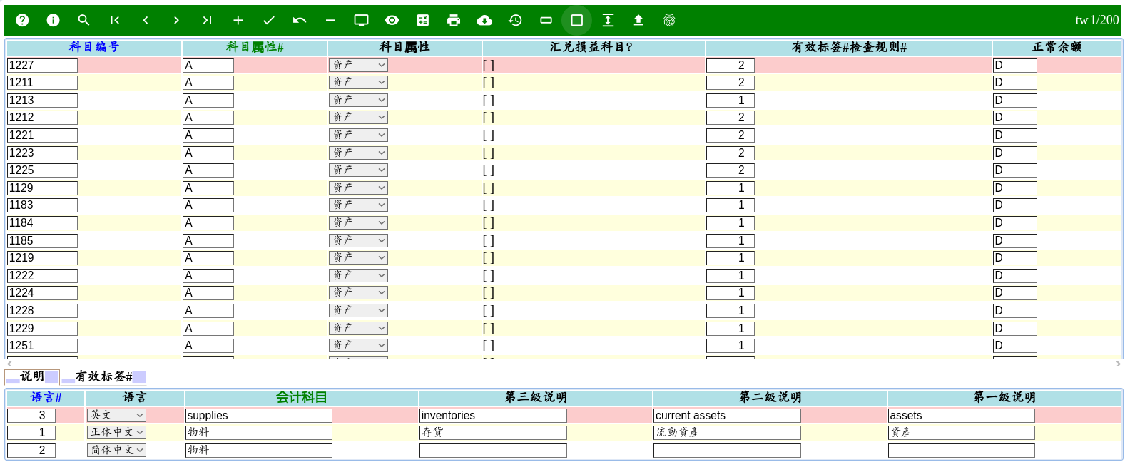 PostERP的会计科目编号只需一段